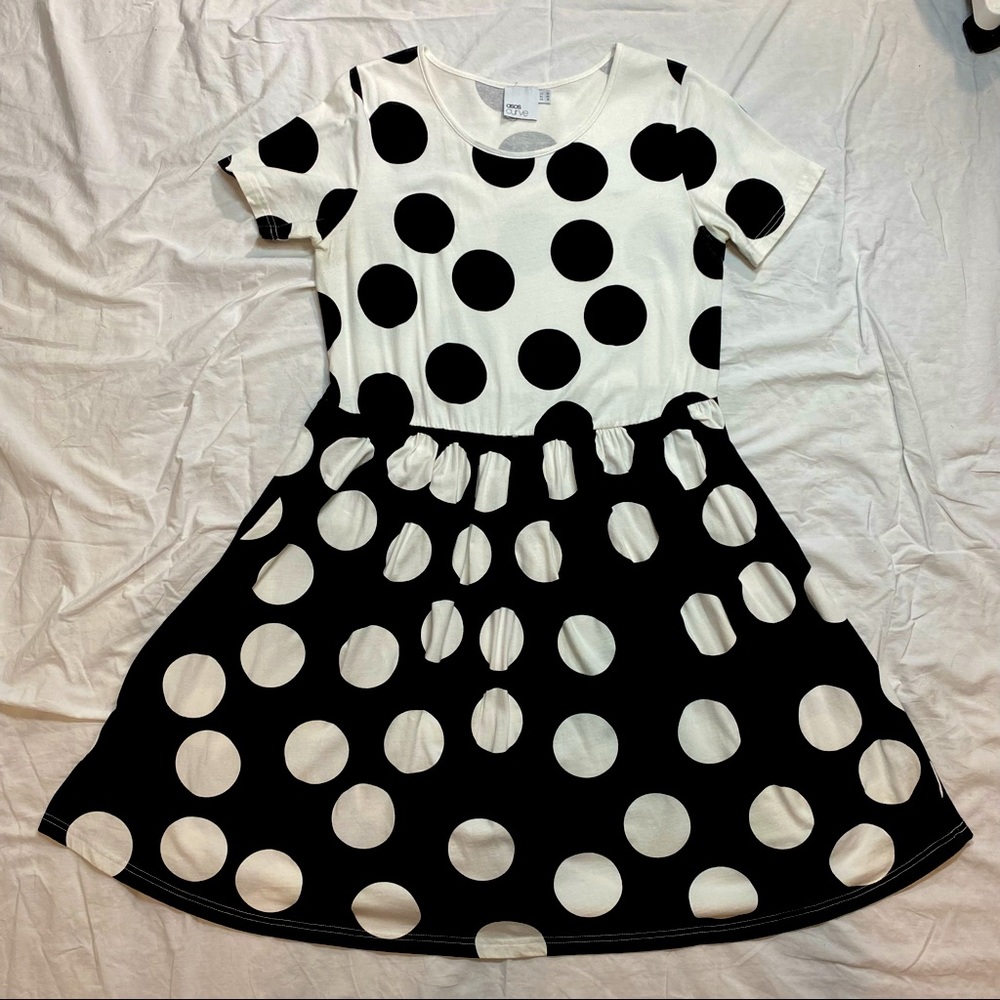ASOS Curve baby doll dress smock polka dot plus 16